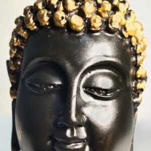 Resin Buddha Head Idol Statue Showpiece (Golden/Black, 4X4.5X13) - Decoration Item for Temple/Mandir, Home Decor, Living/Pooja Room Office Table Decorative Gift Items