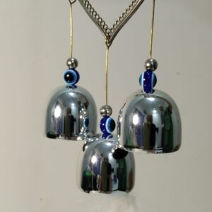 Metallic Blue Wind Chime with Beaded Tassels, 30 cm