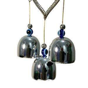 Metallic Blue Wind Chime with Beaded Tassels, 30 cm